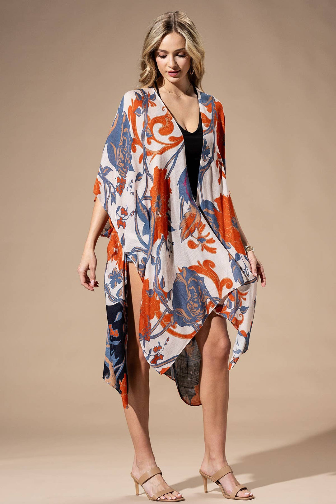 Orange Blue Multi Kimono