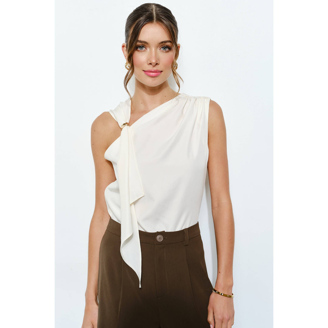 Asymmetric Drape Ring Detail Top
