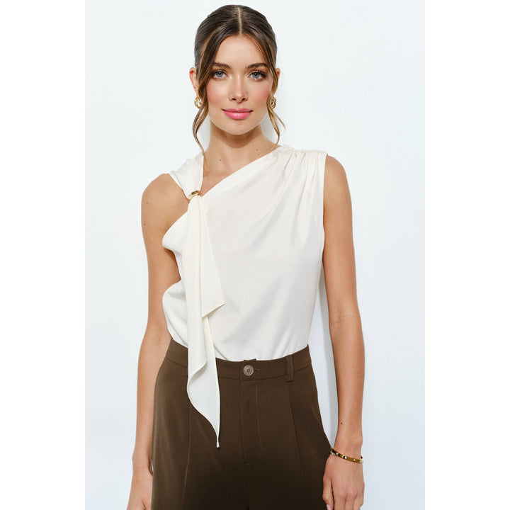 Asymmetric Drape Ring Detail Top