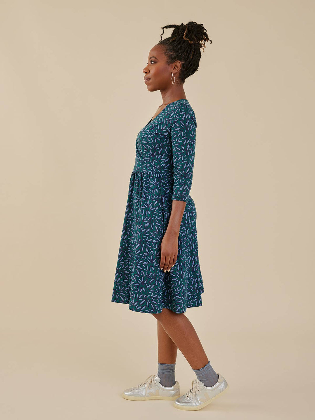 Callie Wrap Jersey Dress Fern Beats Emerald