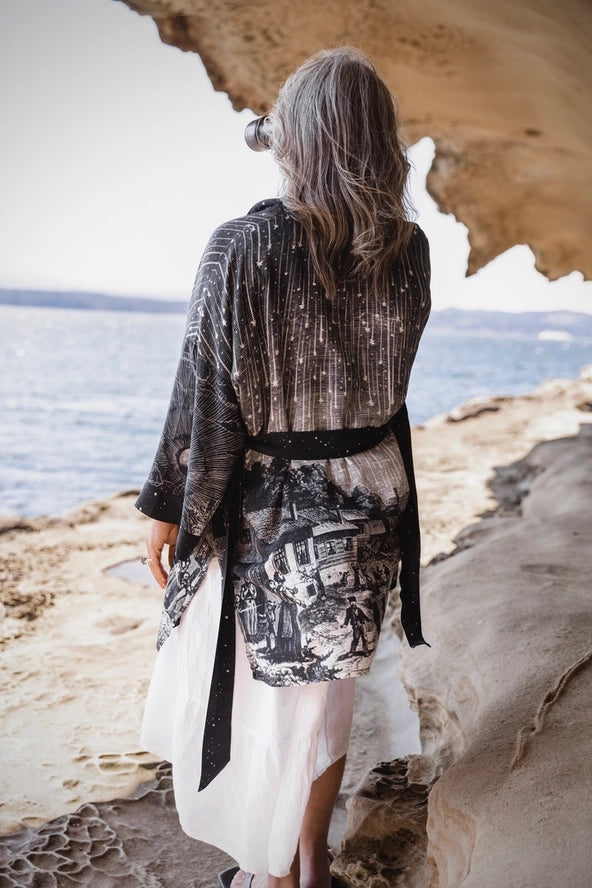The Stargazer Matineé Duster (mid-length) w/ Celestial Print