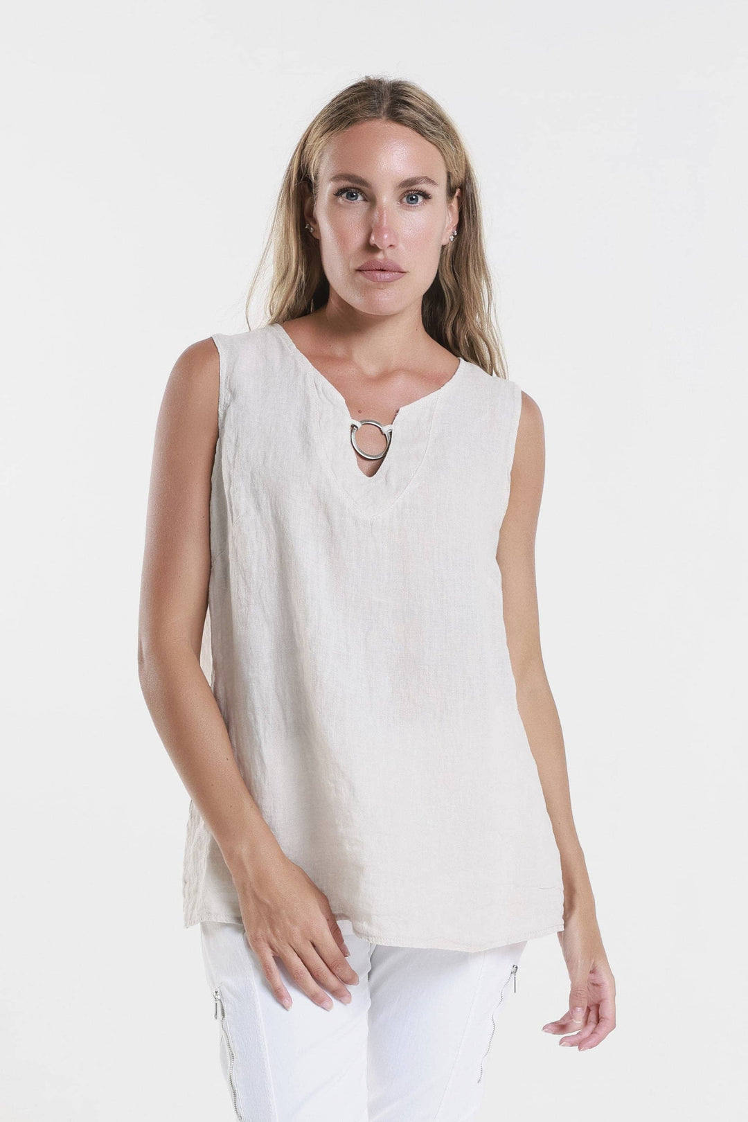 Cora Ring Detail Linen Tank