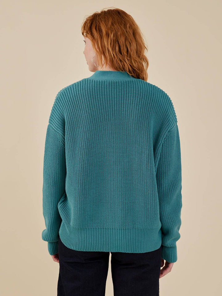 Fisherman Cardigan Teal