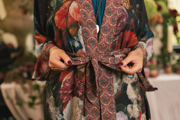 Flight of Fancy Opera Duster Kimono Robe Hummingbird Print