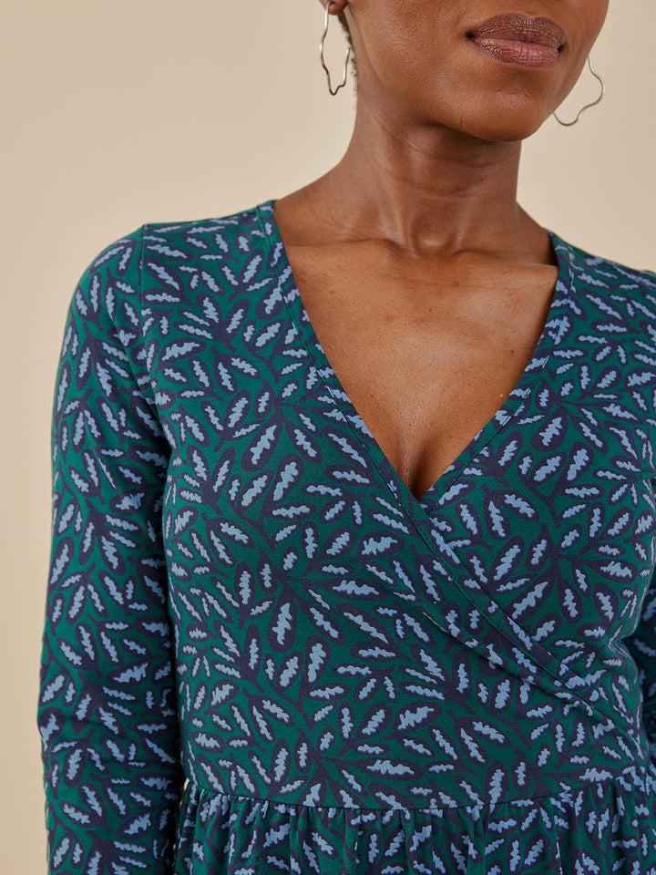 Callie Wrap Jersey Dress Fern Beats Emerald
