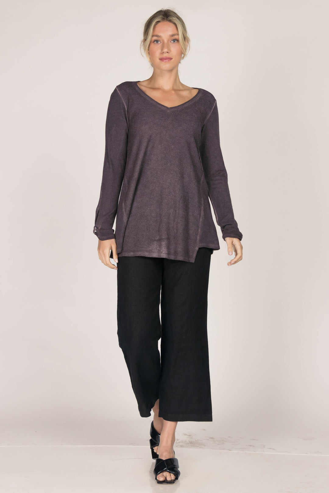 Tunic with Knotted Long Sleeves
