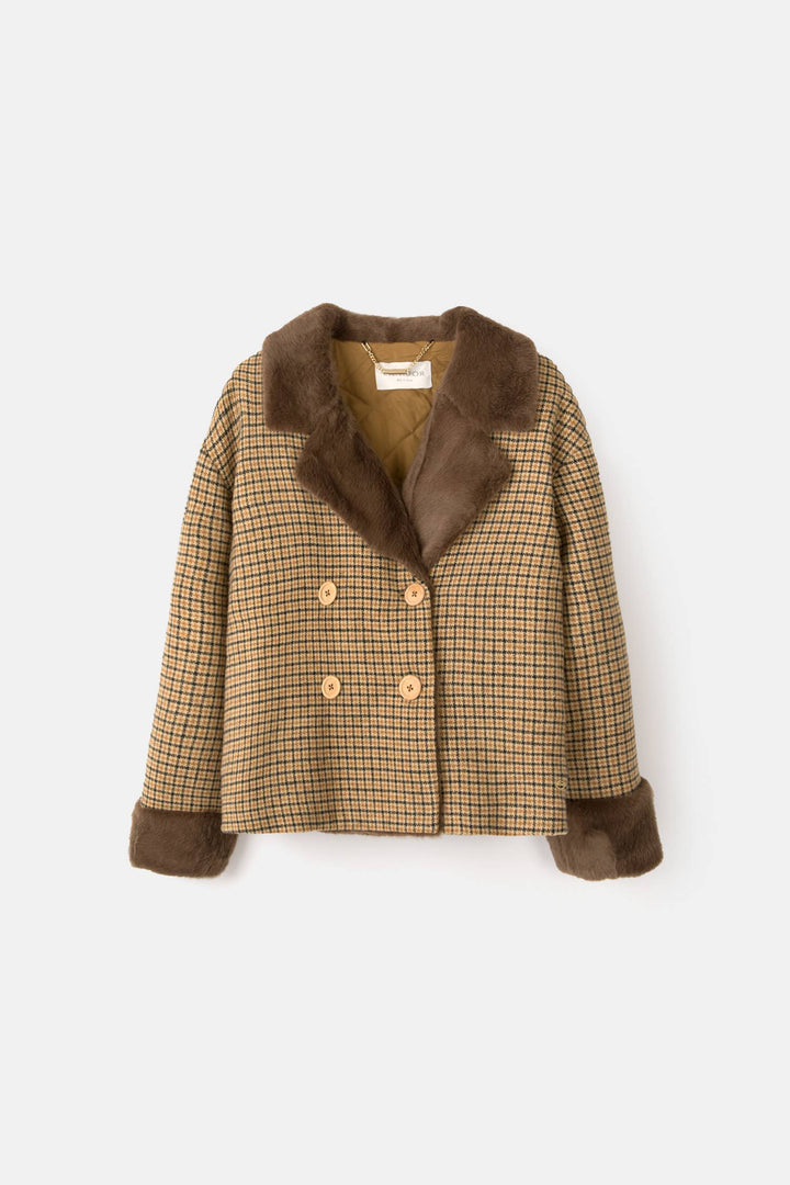 Faux Fur Checked Jacket