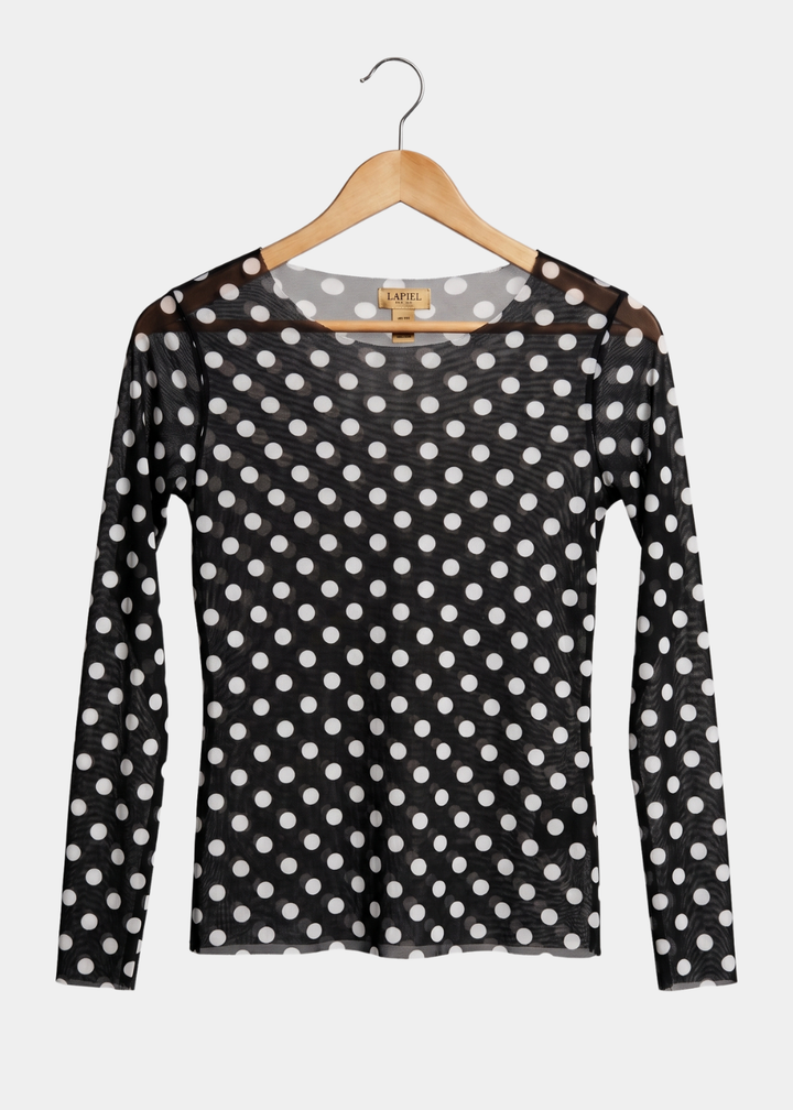 Polka Dot on Black - NudiTee Sheer Top