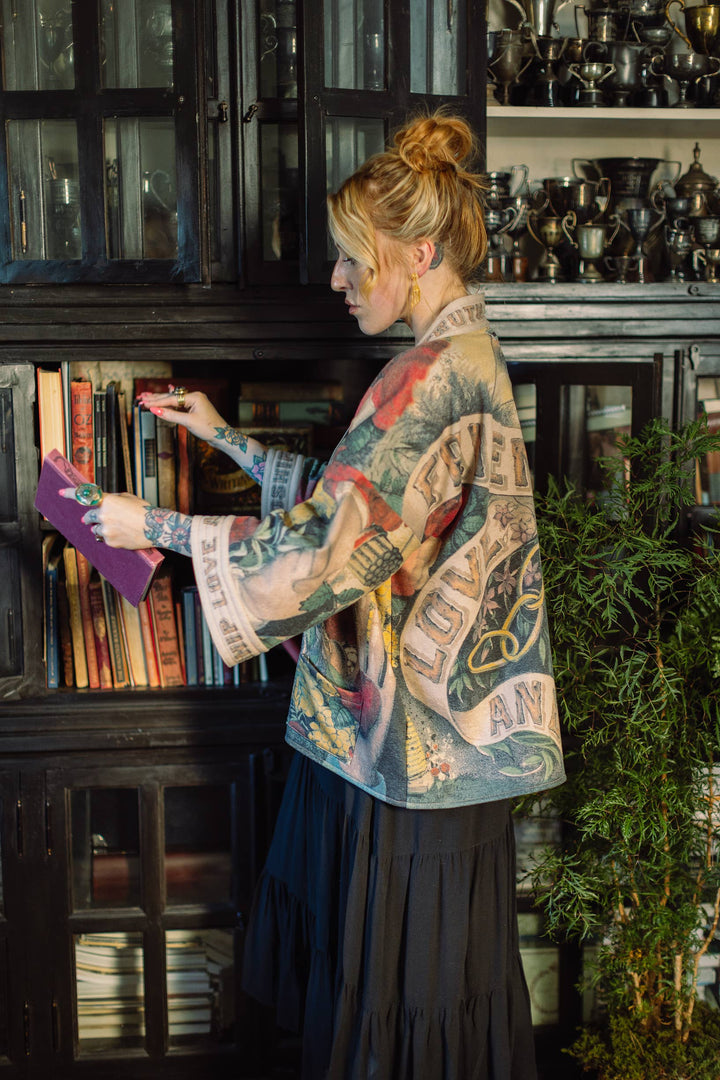 Friendship Love & Truth Fleece Cottage Cardigan Jacket