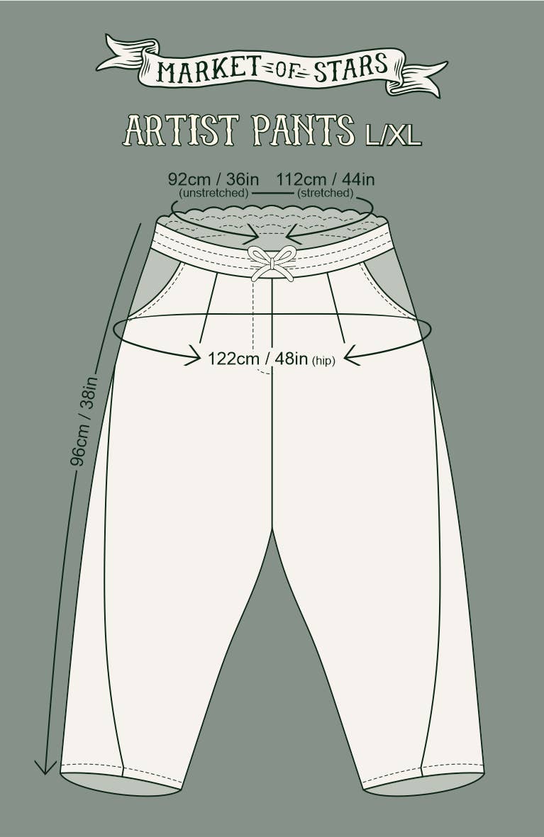 Let The Light In Linen Cropped Artist Pant Blue Delft Print
