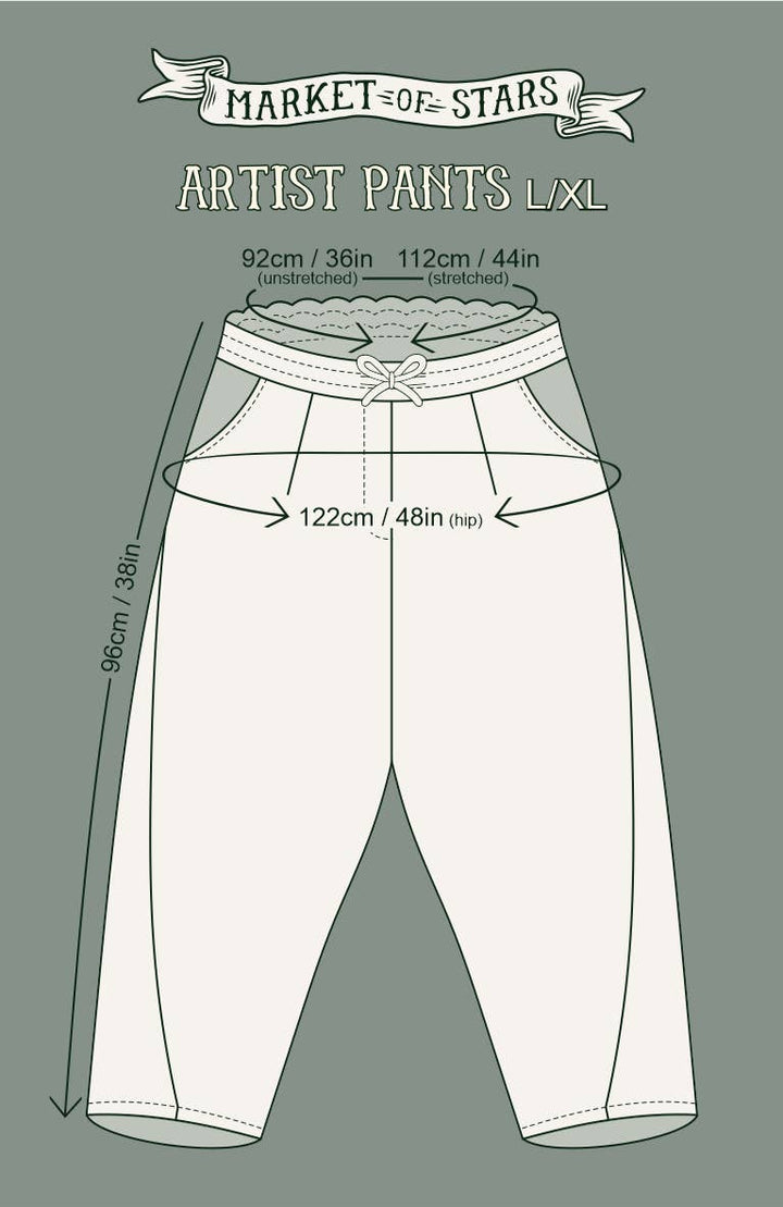 Let The Light In Linen Cropped Artist Pant Blue Delft Print
