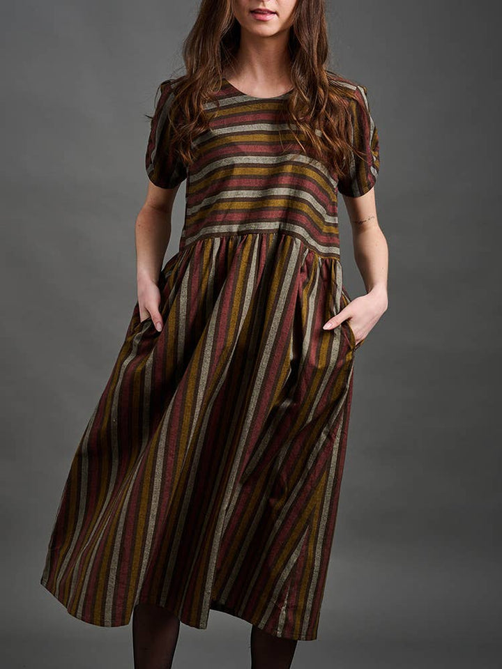 Kavita Dress Chocolate Stripe