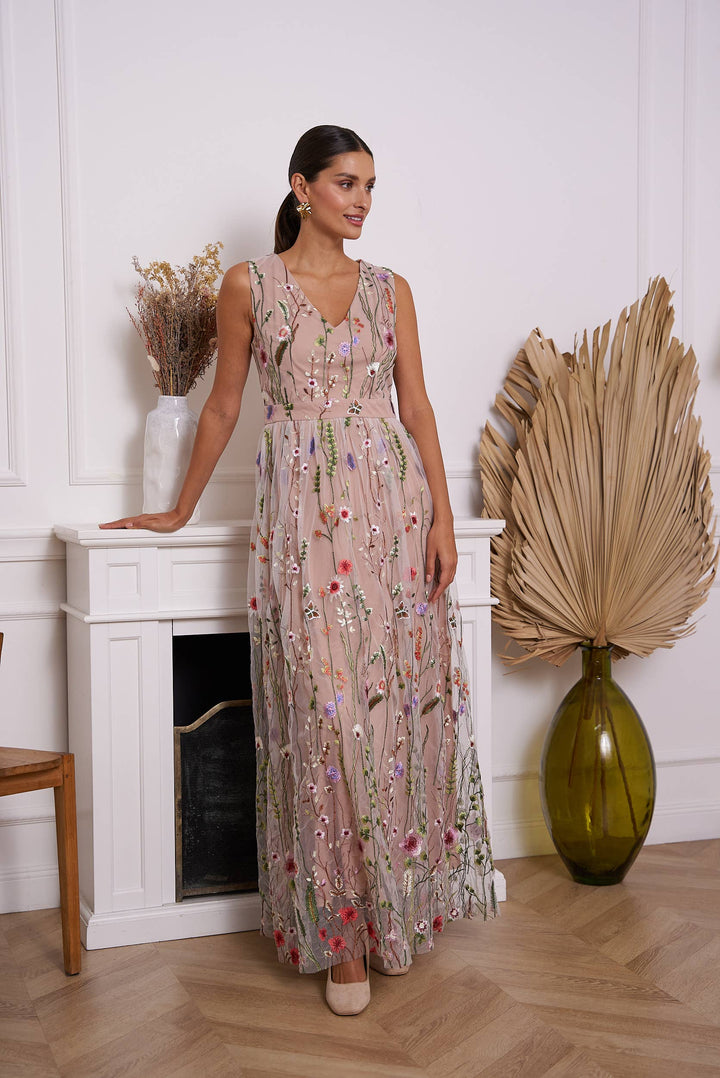 Romantic Floral Tulle Long Dress