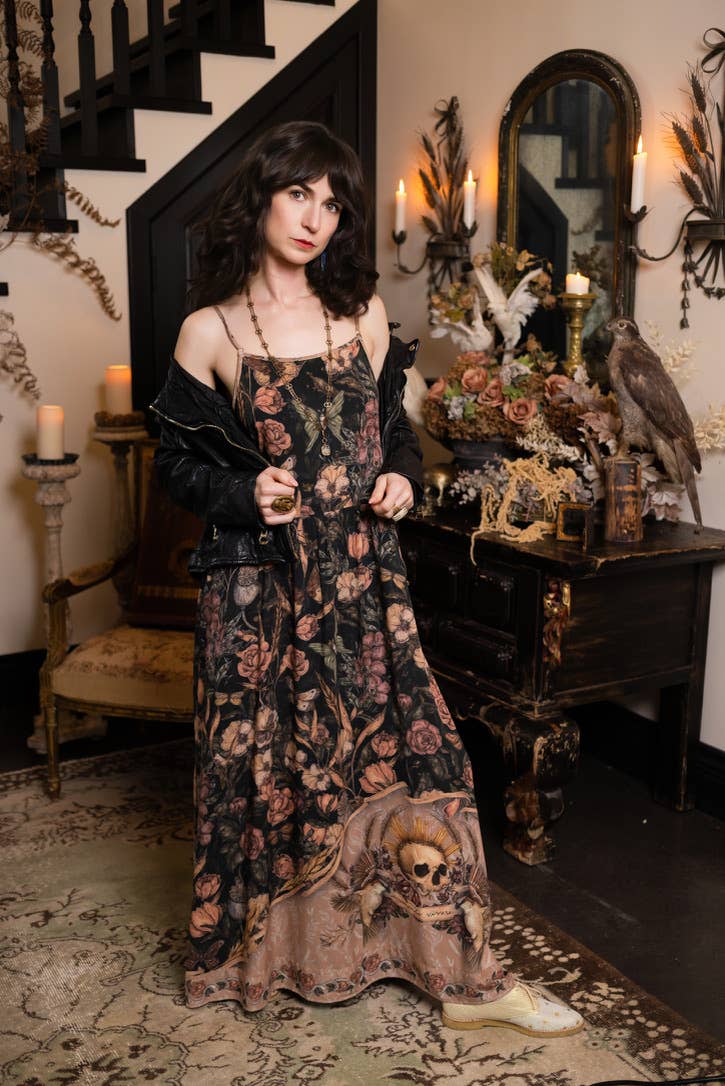 Momento Bohéme Long Maxi Slip Dress w/ Starling & Skull