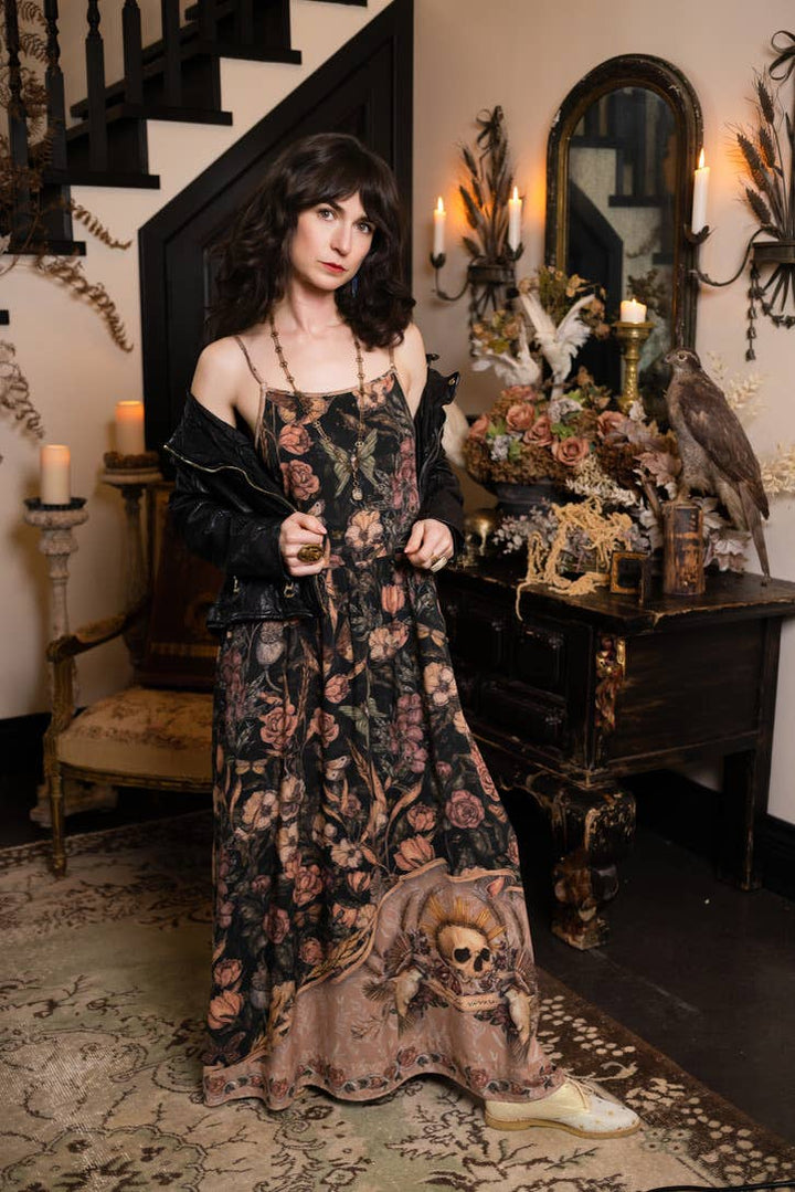 Momento Bohéme Long Maxi Slip Dress w/ Starling & Skull
