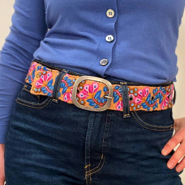 Four Seasons Floral Embroiderd Wool Belt