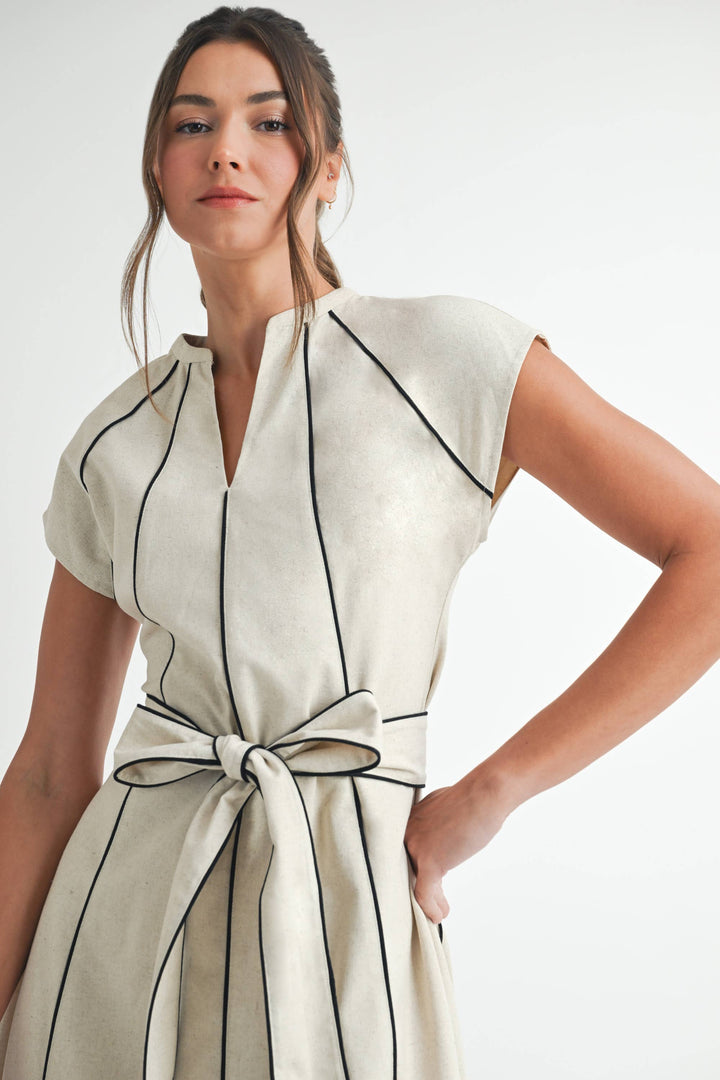 Linen Stripe Midi Dress