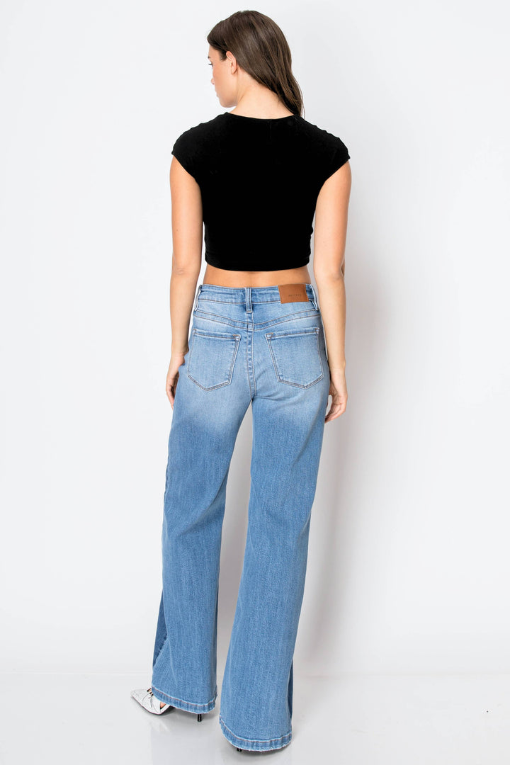 Tummy Control High Rise Relaxed Flared Jeans