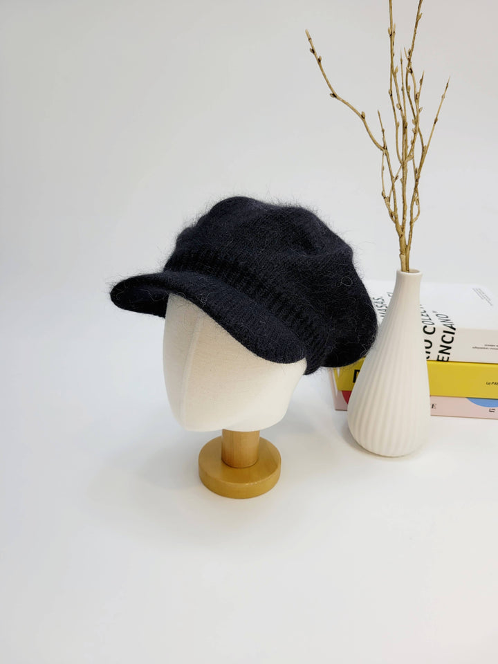 Angora Wool Newsboy Beret with brim