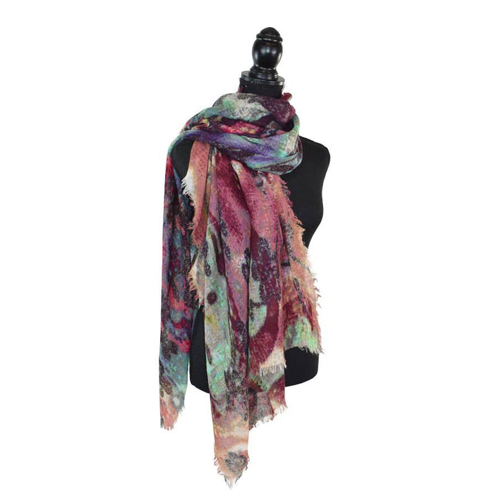 Dorthea Abstract Floral Wool Blend Scarf