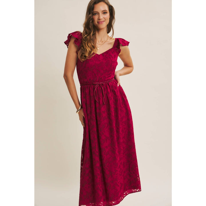 Rich in Texture Velvet Waist Jacquard Midi Dress