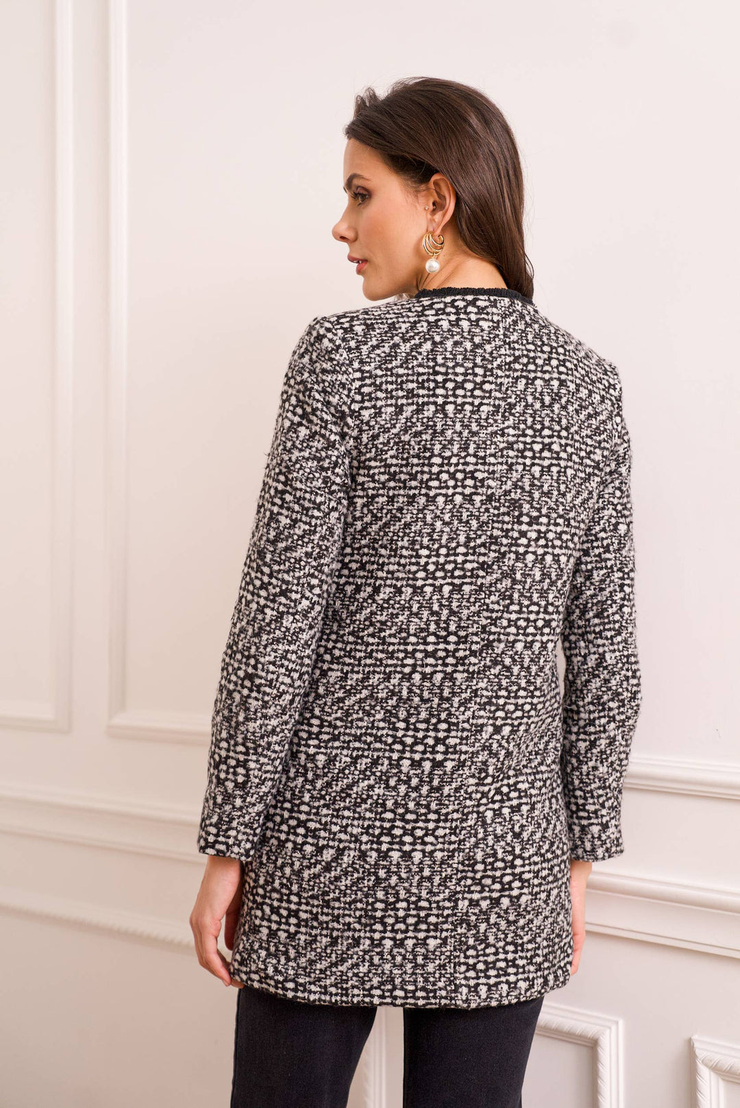 Mid-length Jacket in Mottled Tweed