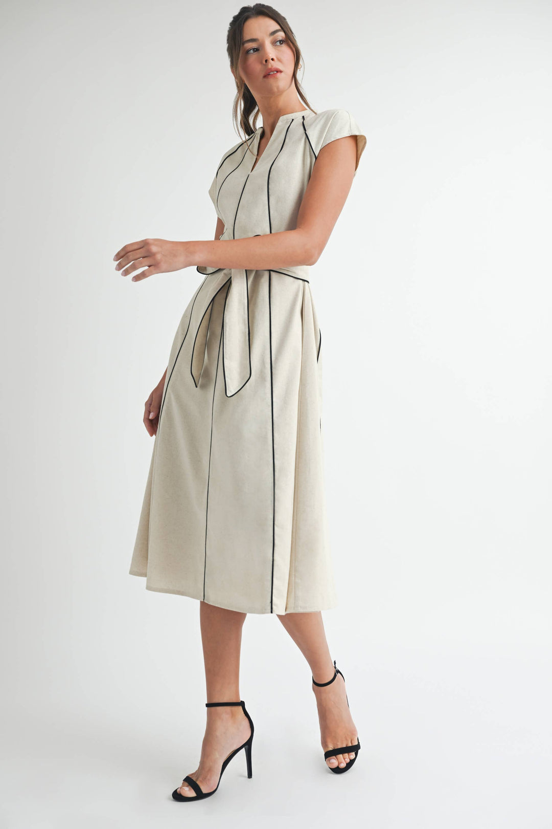 Linen Stripe Midi Dress