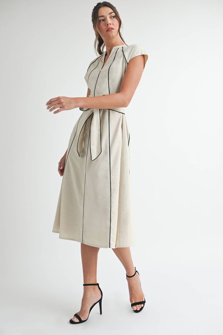 Linen Stripe Midi Dress