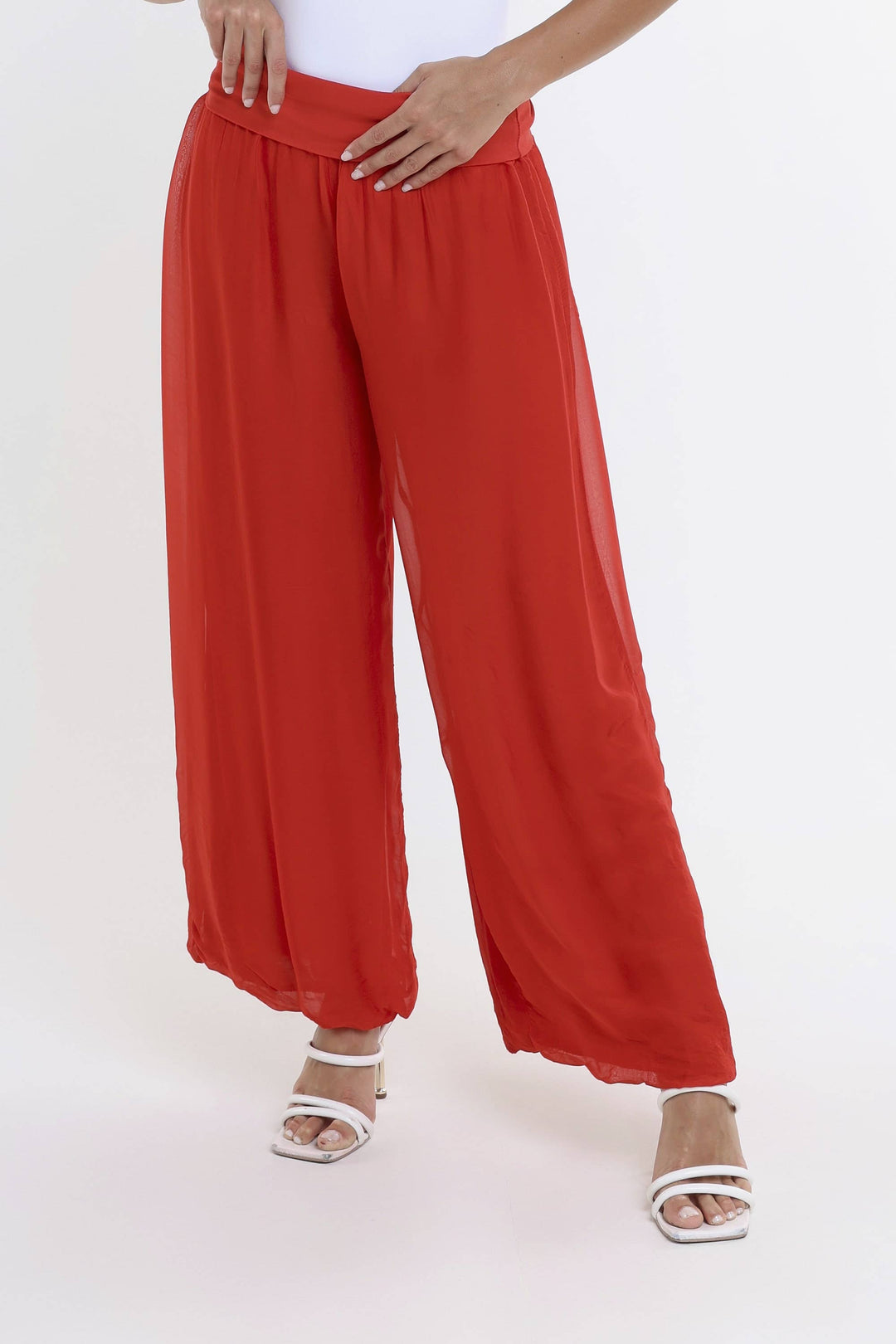 Mercedes Foldover Waist Silk Pant