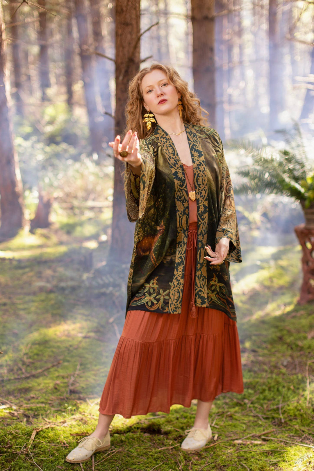 The Dawning Matineé (mid-length) duster w/ Ophelia & Fawns