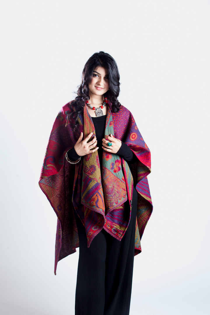 Poncho Cape~Fuchsia