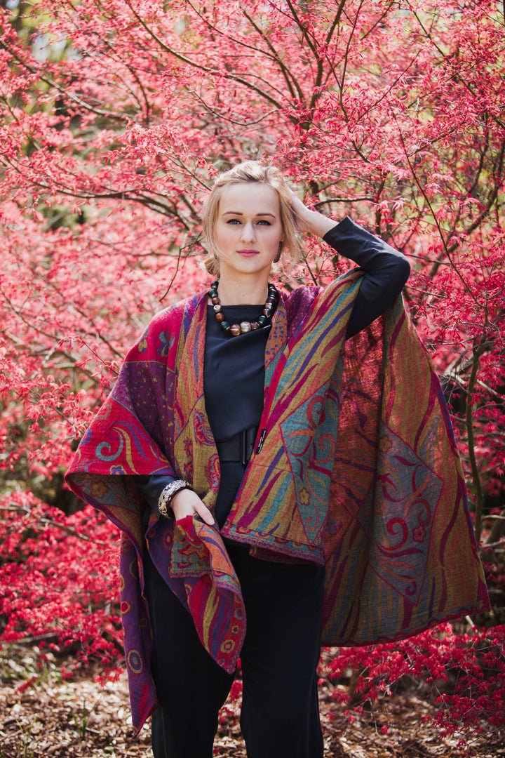 Poncho Cape~Fuchsia
