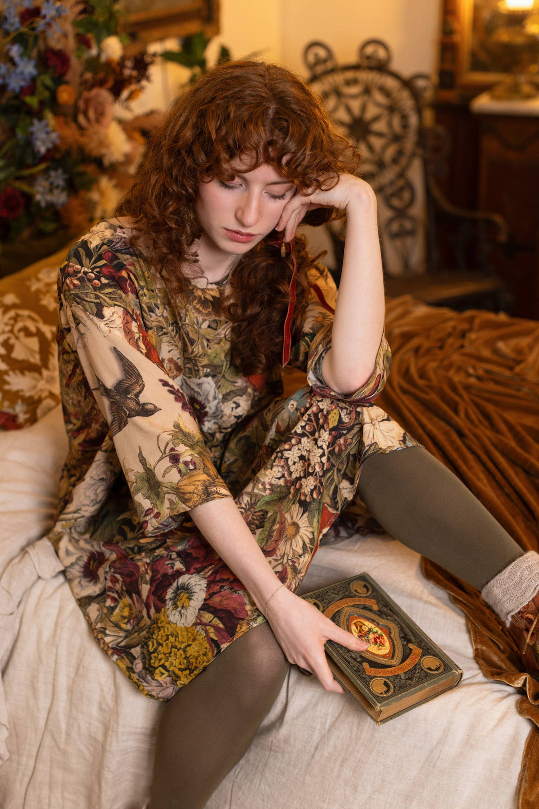Golden Hour Artist Dress Tunic w/ Pockets & Floral Print