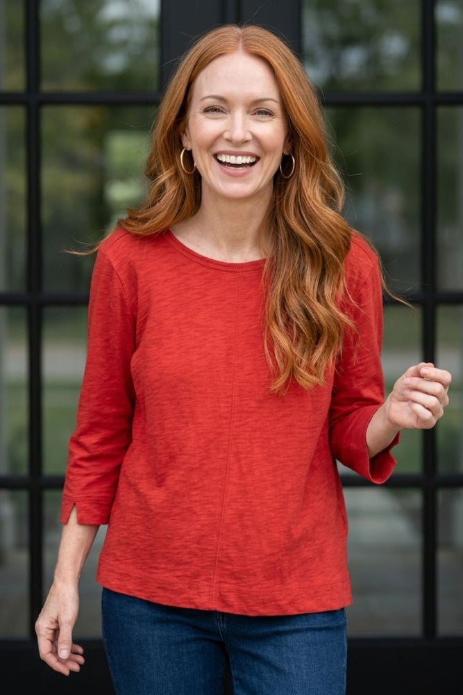 Cotton Pebble Coverstitch Boatneck Top