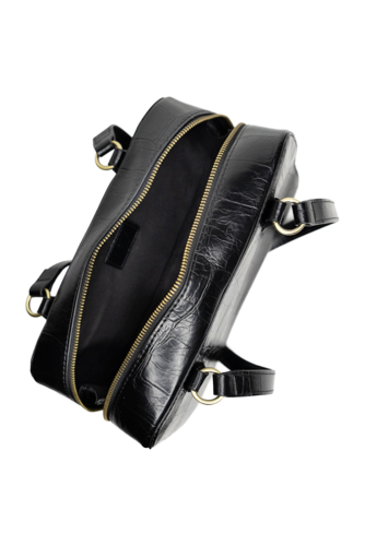 Jackie Faux Croc Boston Shoulder Bag