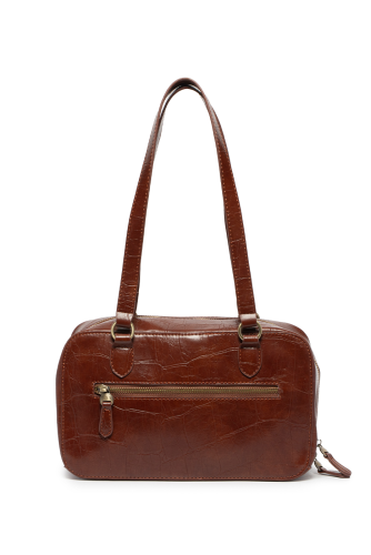 Jackie Faux Croc Boston Shoulder Bag