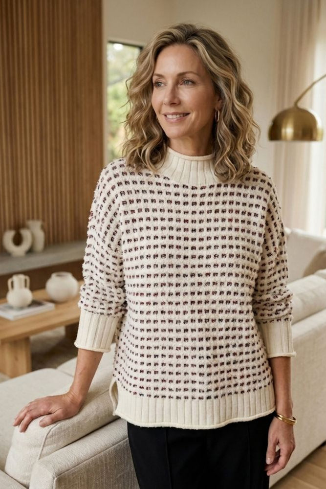 Velura Knit Funnel Neck Sweater