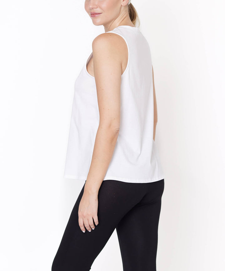 V-Cut Edge Sleeveless Cotton Jersey Top