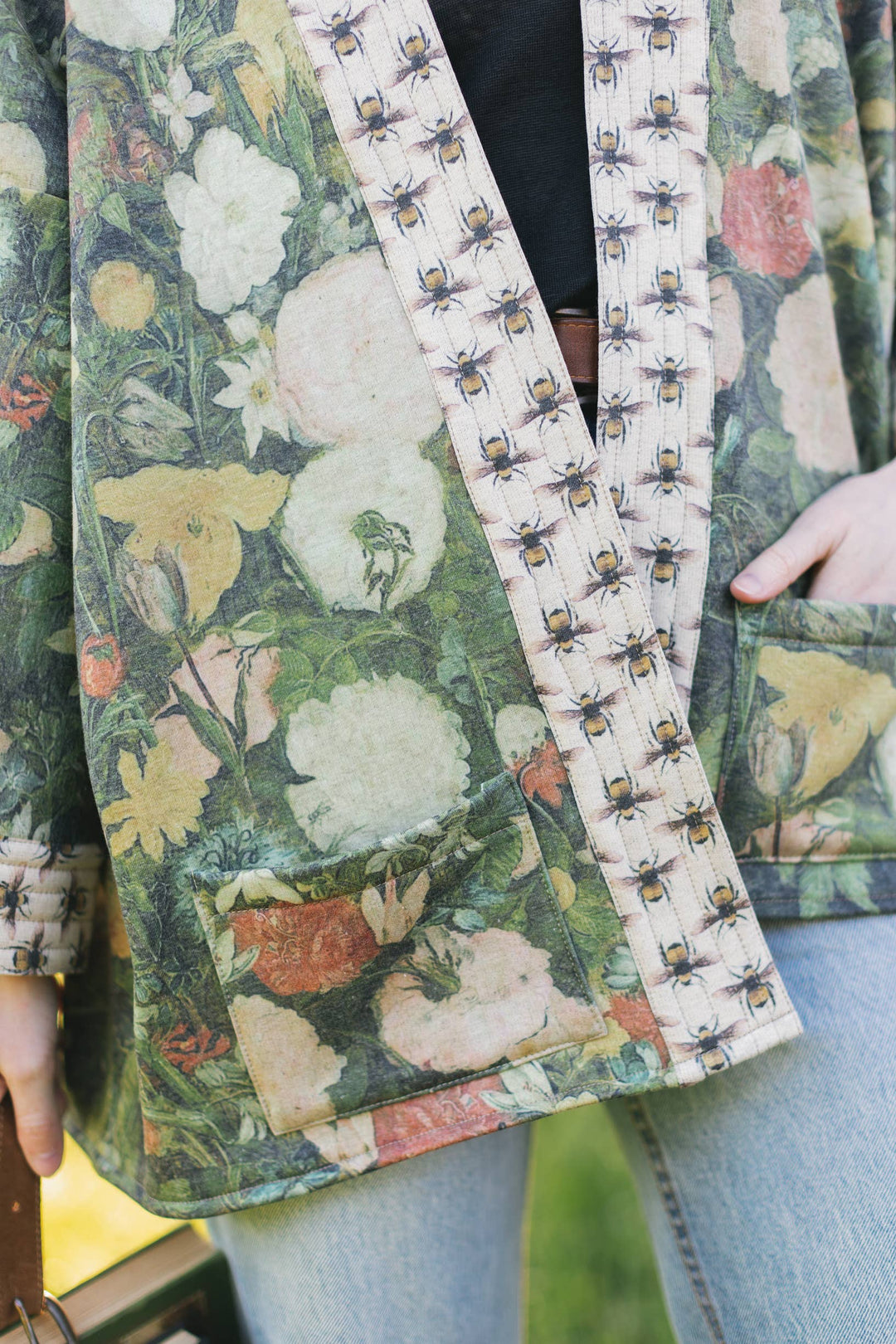 I Dream in Flowers Fleece Cottage Cardigan Kimono Jacket