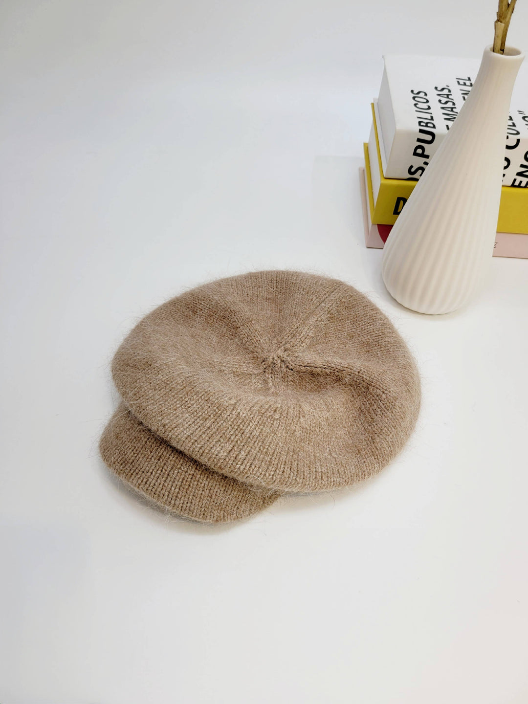 Angora Wool Newsboy Beret with brim