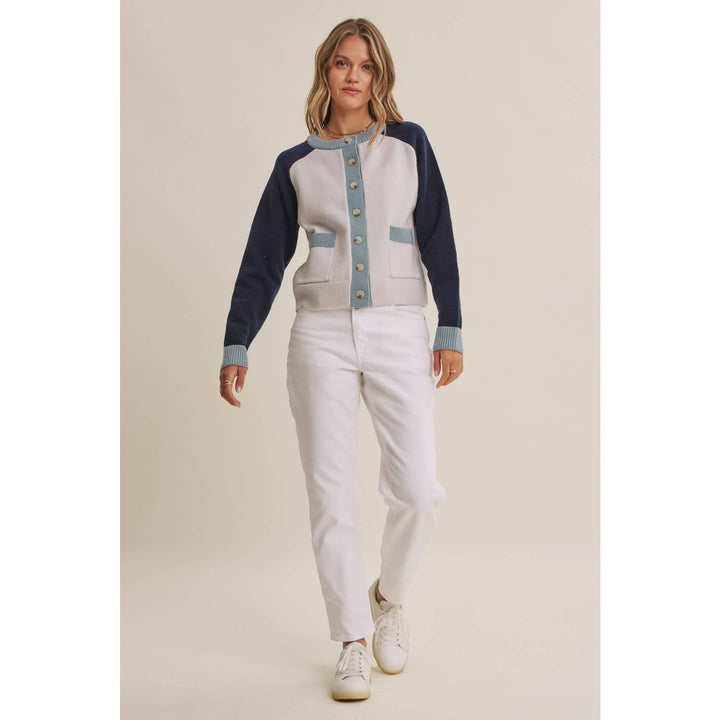 Morning Light Cafe Wool Blend Color Block Cardigan