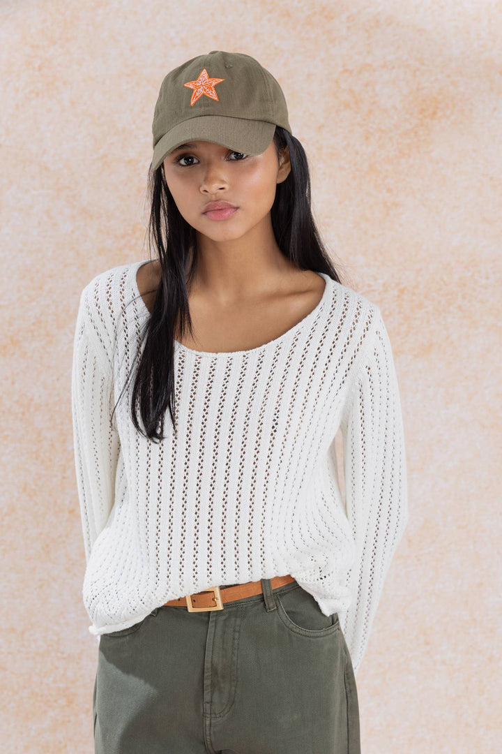 Structured Knit Sweater - White