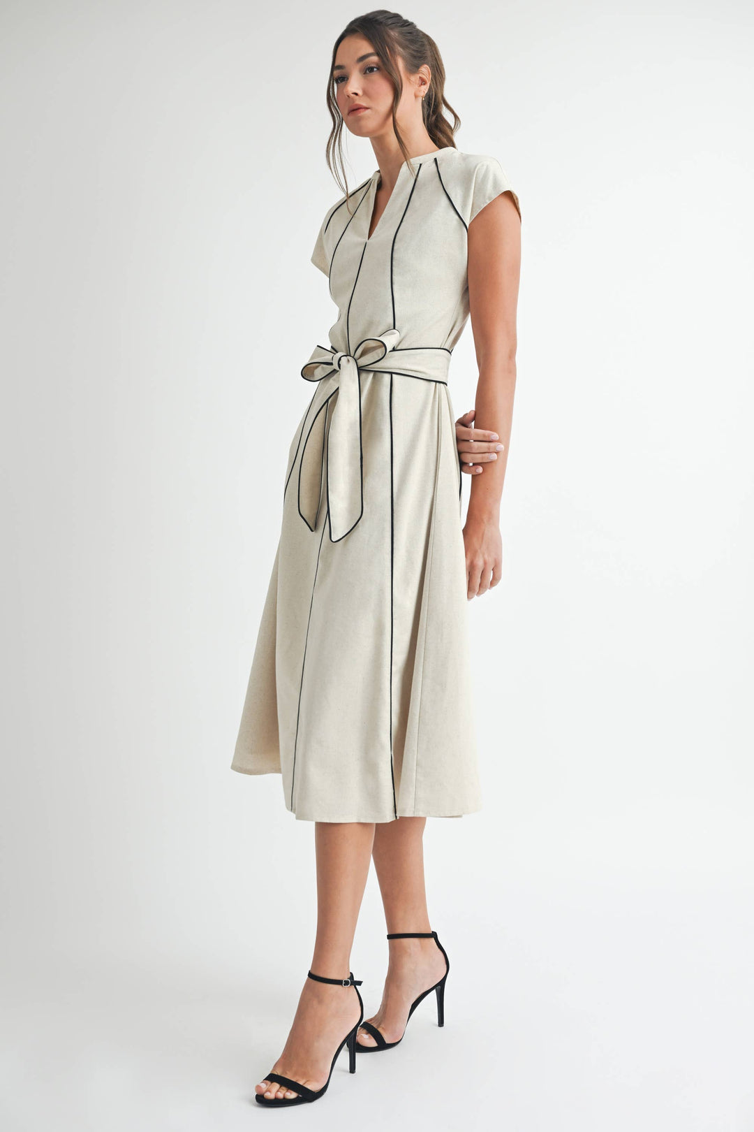 Linen Stripe Midi Dress