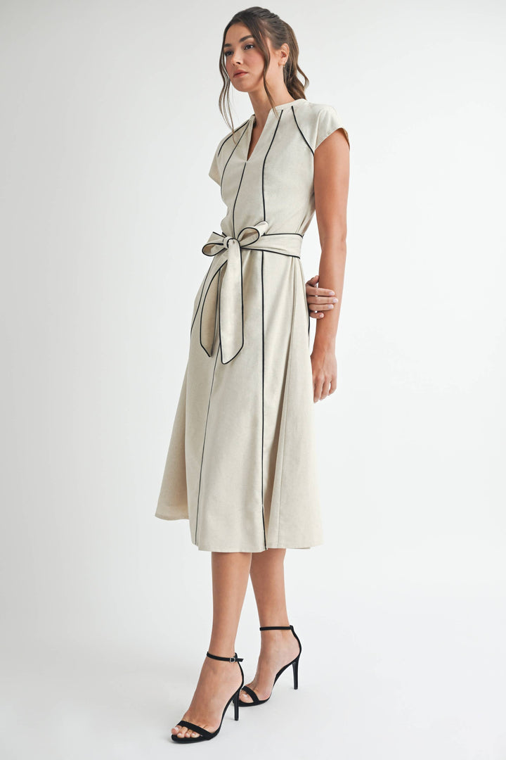 Linen Stripe Midi Dress
