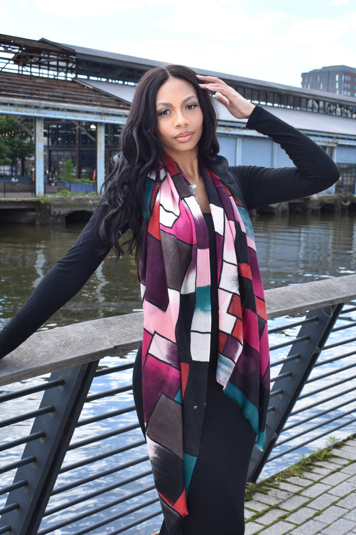 Victor Hand Painted Color Block Scarf