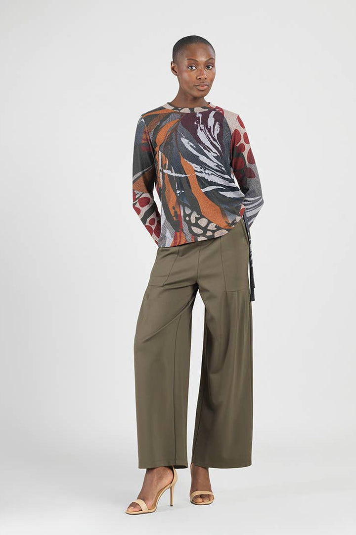 Multi Media Print Soft Scoop Neck Sweater