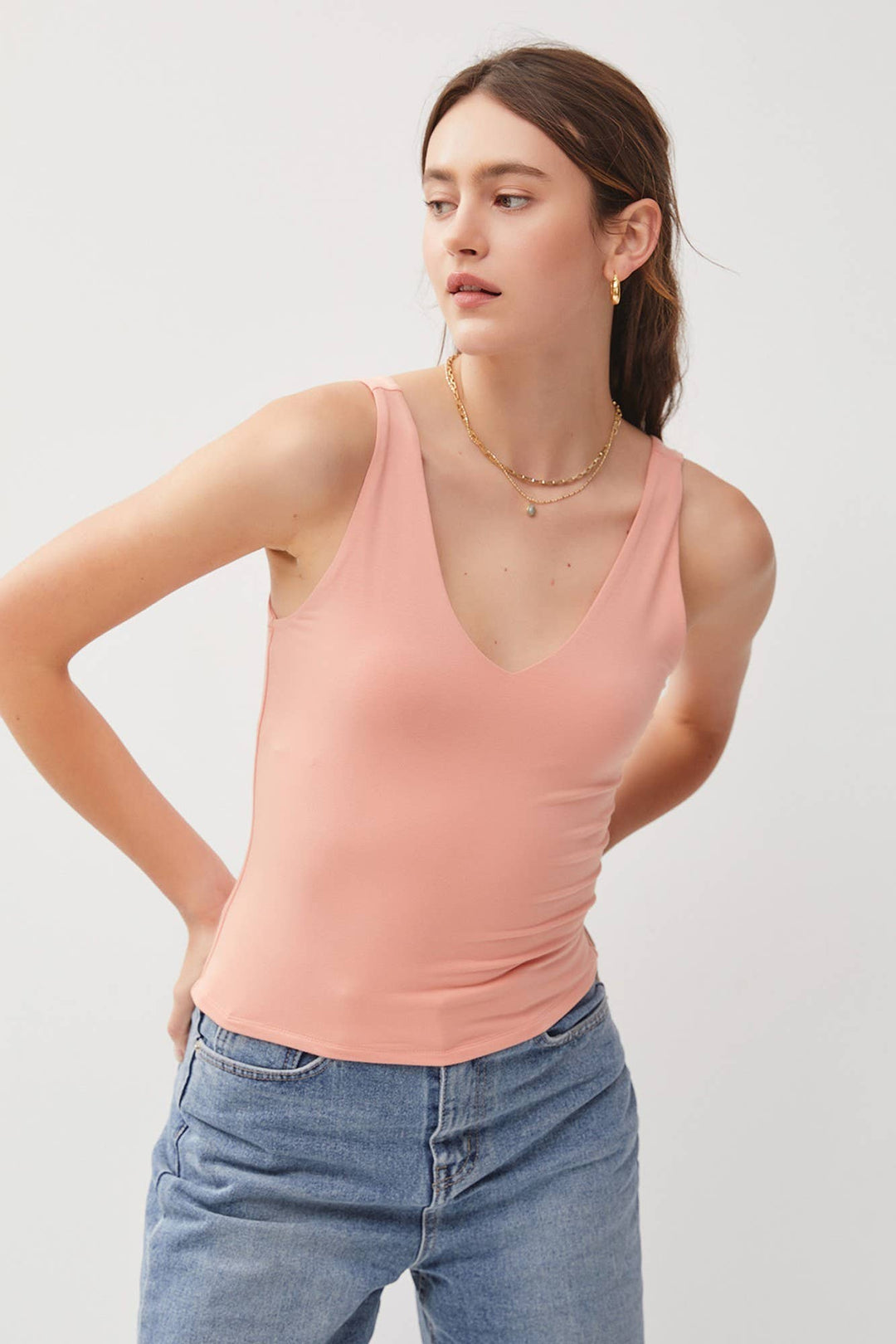 Soft Core Basic Front and Back V-Neck Tank