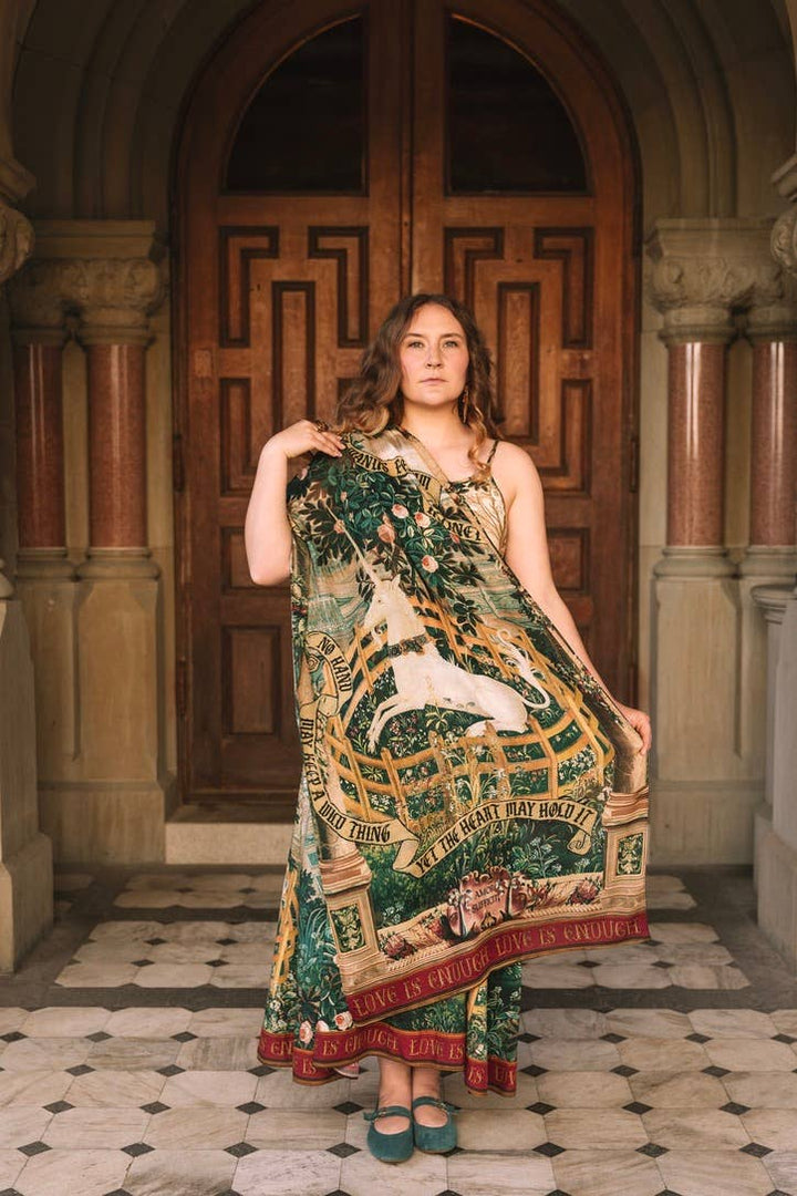 Wildheart Bohemian Scarf w/ Florals, Unicorn & Castle Print