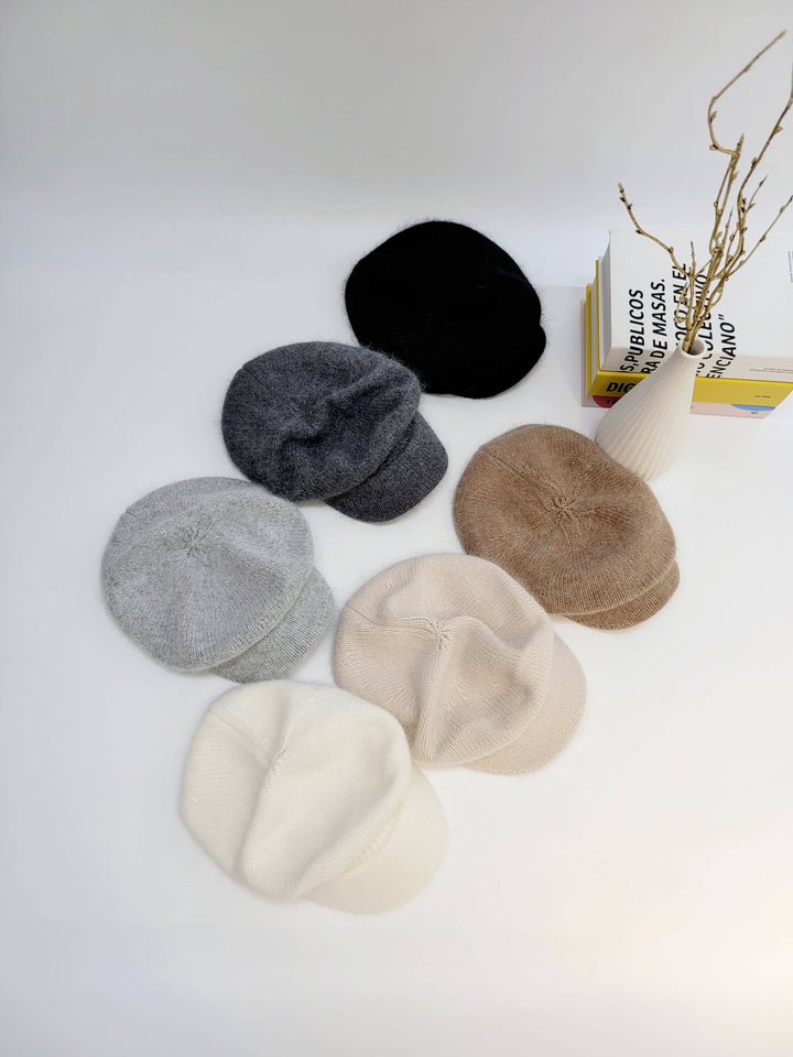 Angora Wool Newsboy Beret with brim