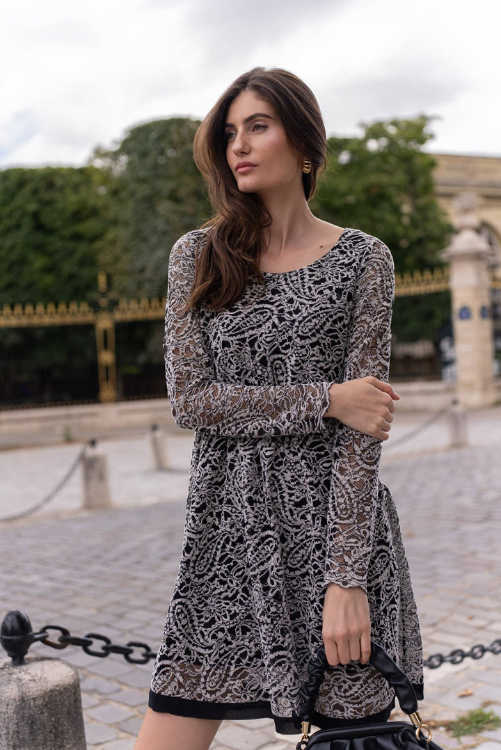 Sansa A-line Thick Lace Dress